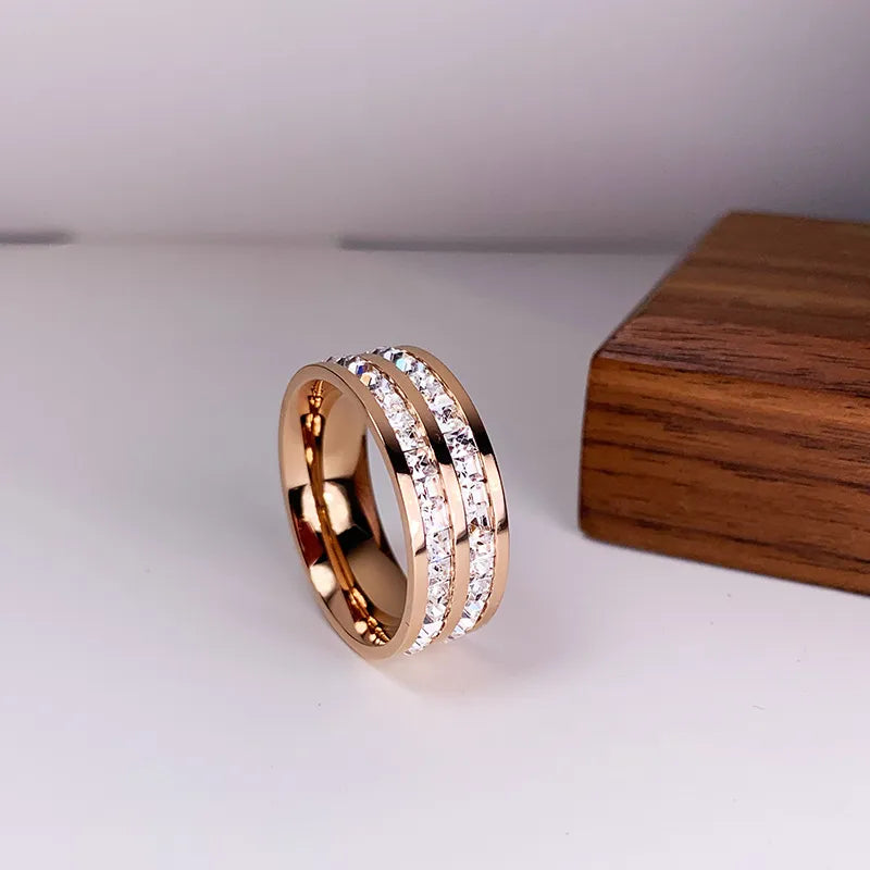 Elegant double cubic zirconia ring