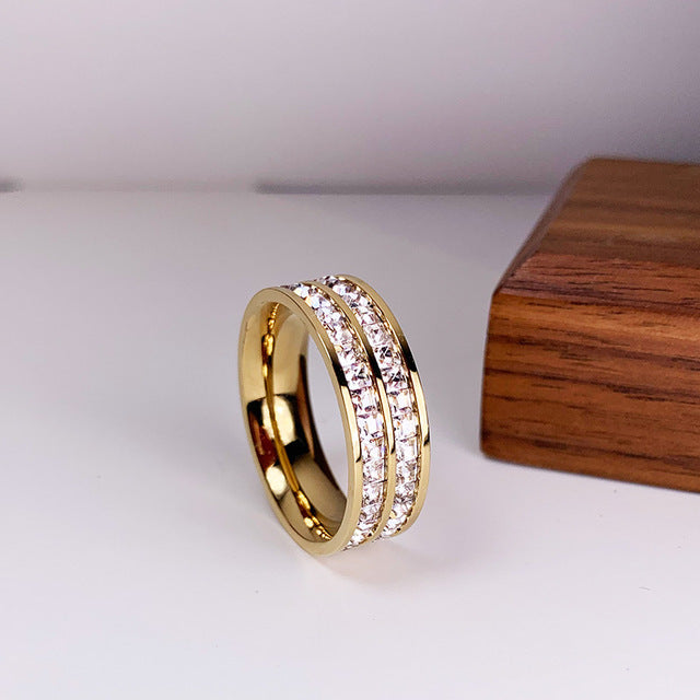 Elegant double cubic zirconia ring