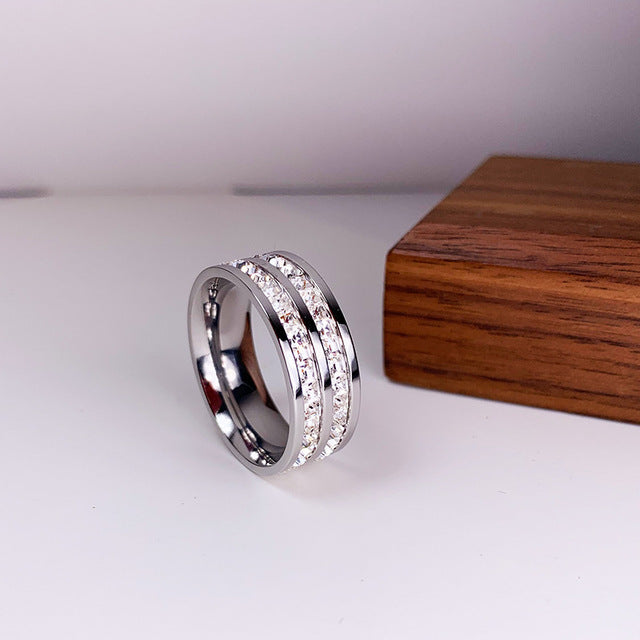 Elegant double cubic zirconia ring