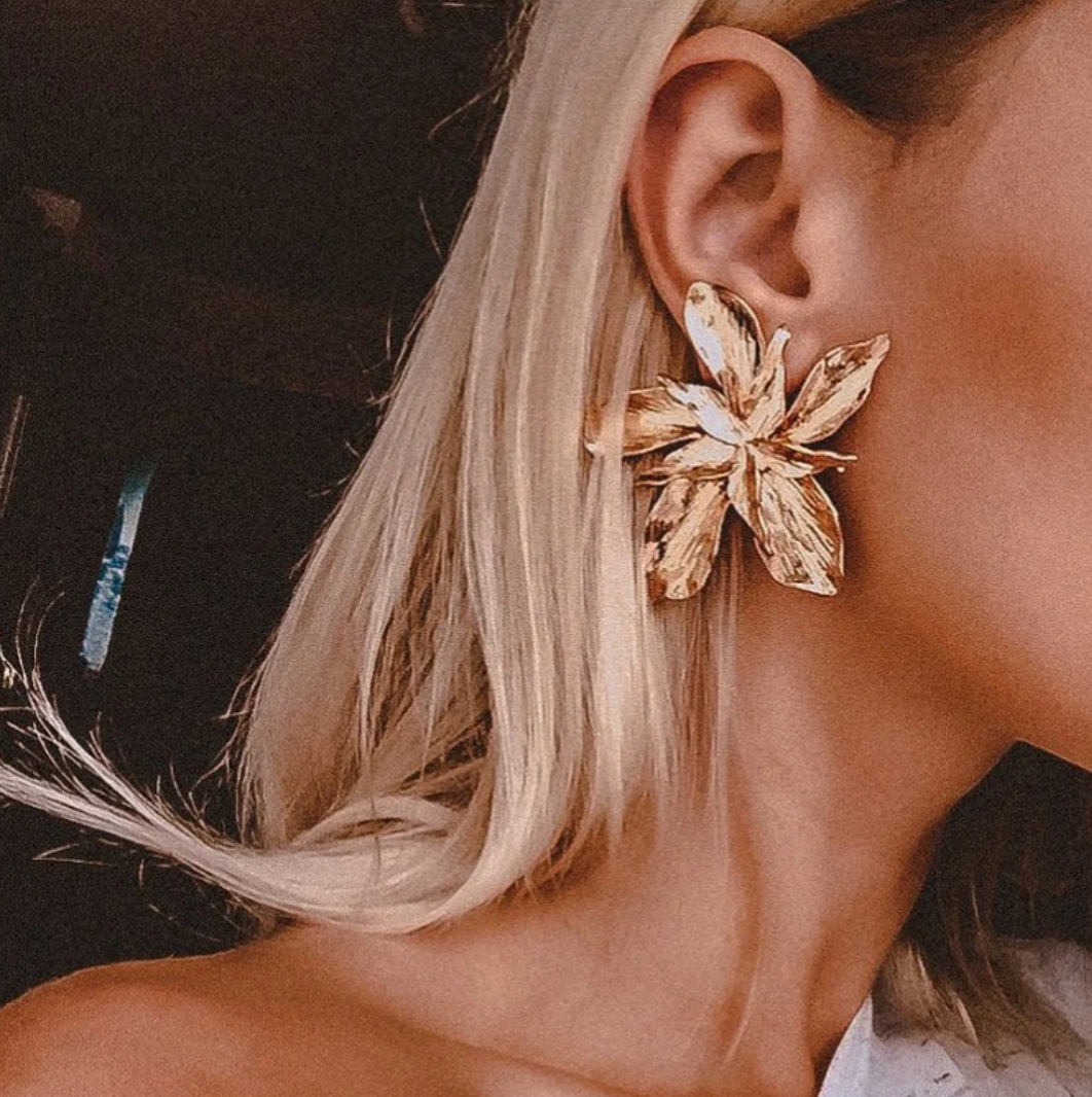 Large Wild Leaf Earrings in 18K Gold Plating