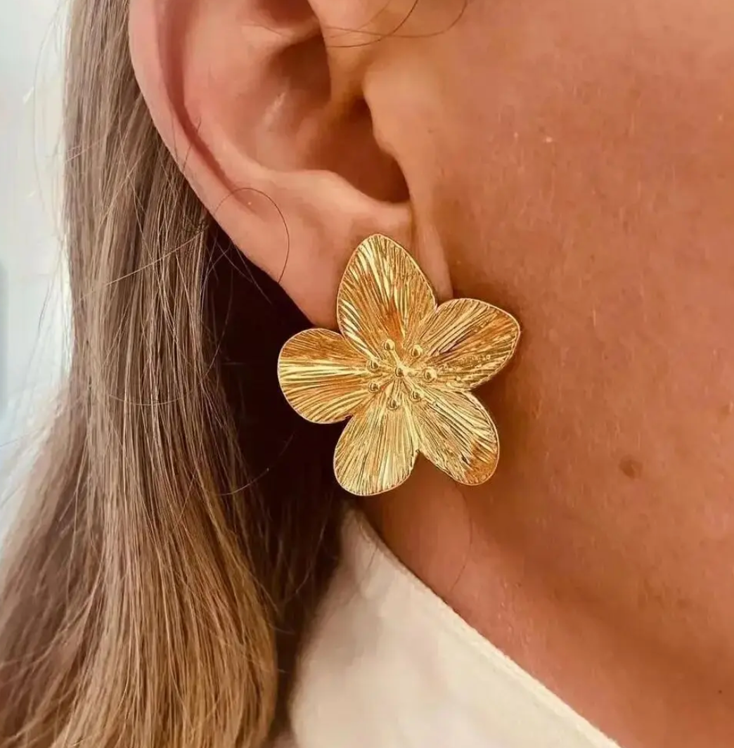 Precious Flower Earrings in 18K Gold Plating