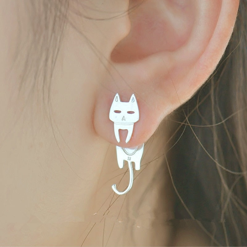 Special Edition Cat-Shaped 925 Silver Earrings