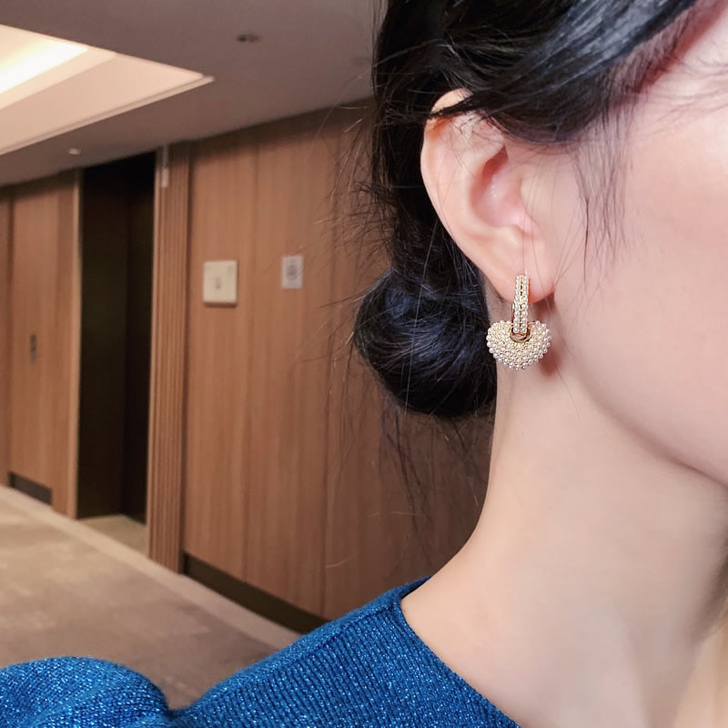 Love Pearl Earrings in Gold