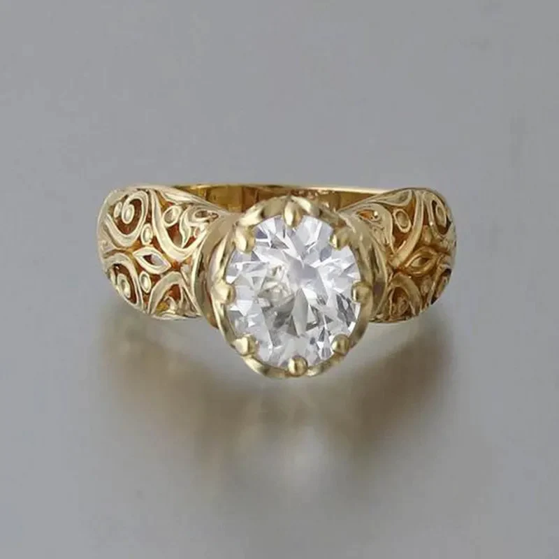 White Crystal Golden Ring