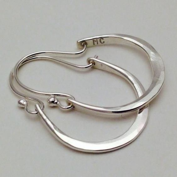 Silver hoop earrings in vintage style