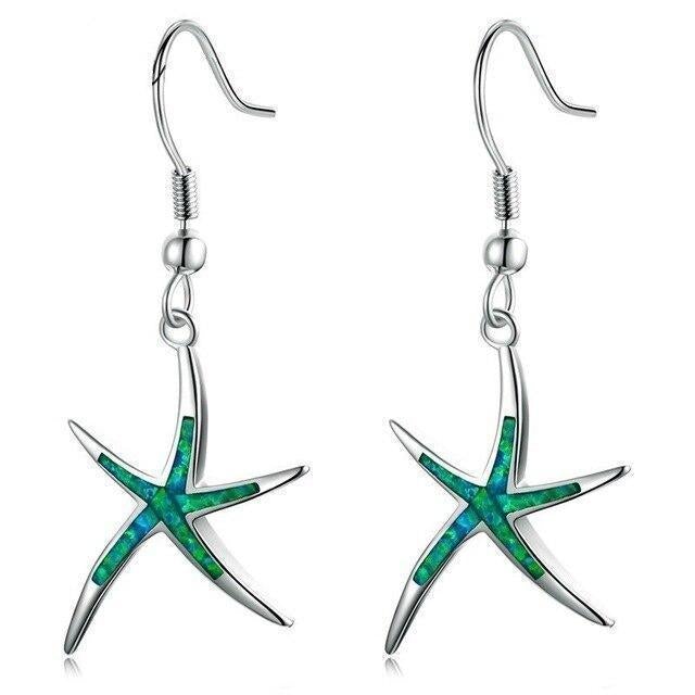 Starfish with opal and silver earrings