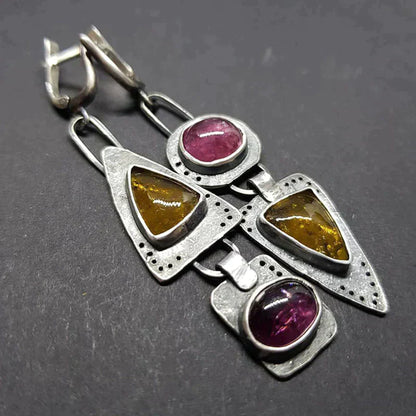 Geometric triangle vintage-style earrings