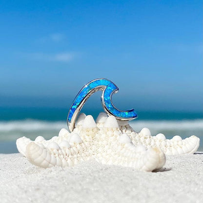 Wave Ring in Opal and Silver
