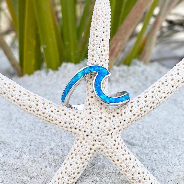 Wave Ring in Opal and Silver