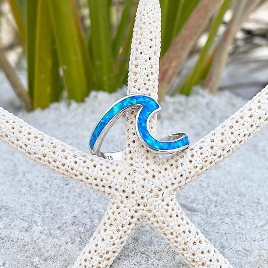Wave Ring in Opal and Silver