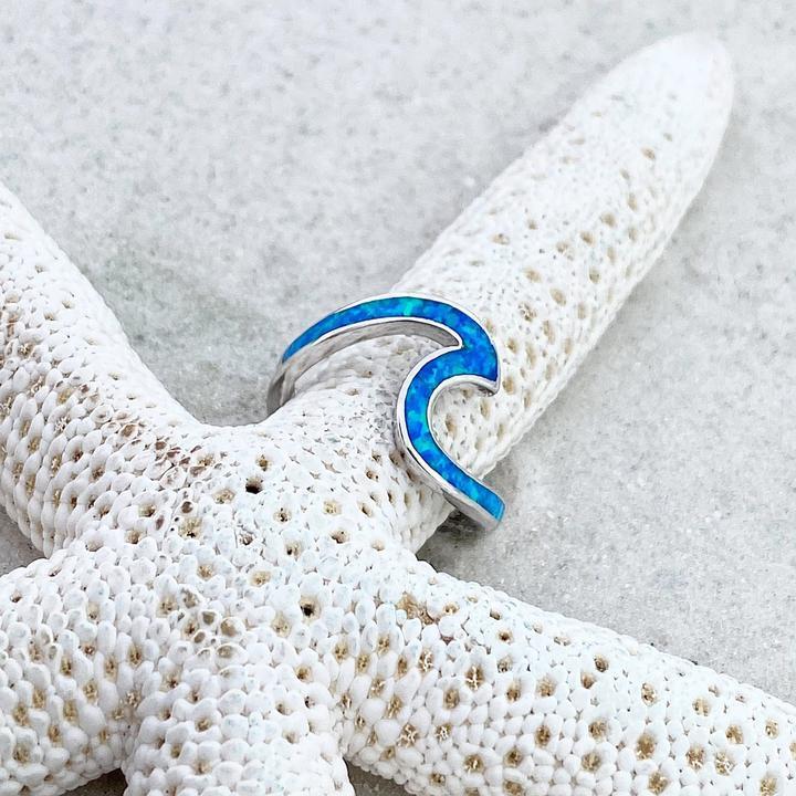 Wave Ring in Opal and Silver