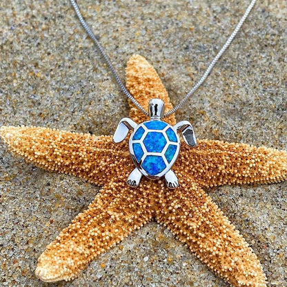 Turtle Sea Opal and Silver Necklace + Earrings Set