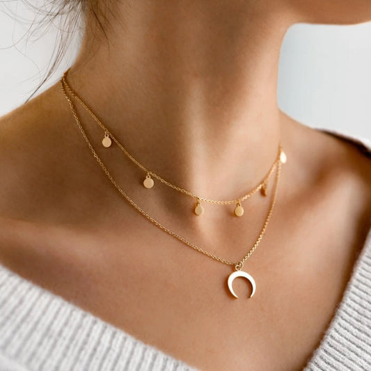 Silver necklace with moon