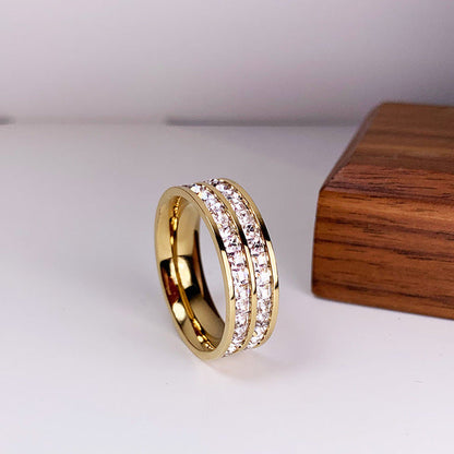 Elegant double cubic zirconia ring