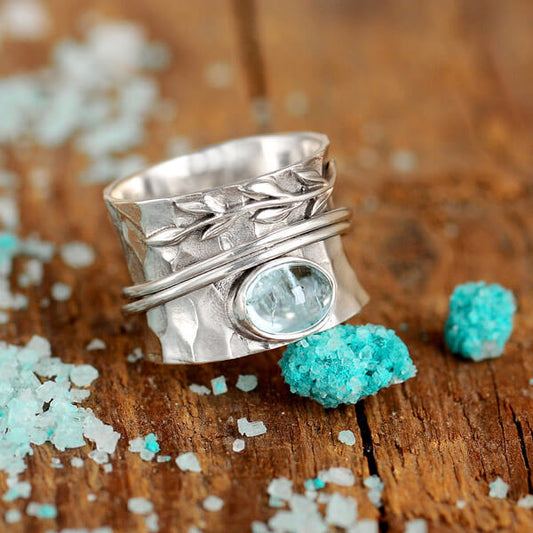 Vintage ring with crystal inlaid with 925 sterling silver