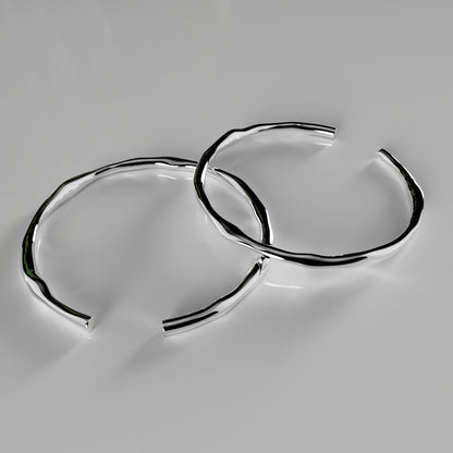 Thick Adjustable Irregular 925 Silver Bracelet