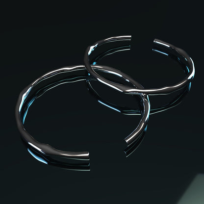 Thick Adjustable Irregular 925 Silver Bracelet