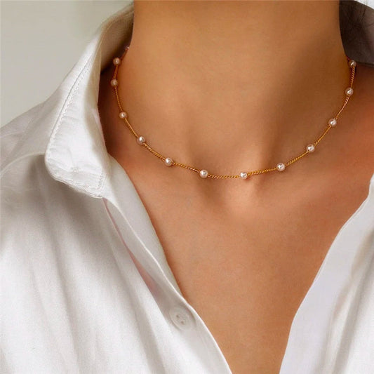 Small gold-tone pearl necklace