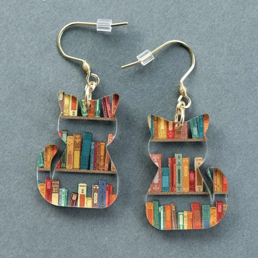 Multicolour kitten earrings in vintage style