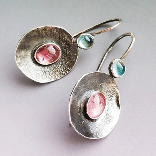 Two-tone silver vintage-style earrings
