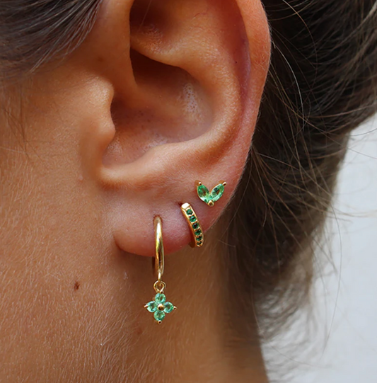 Button and Pendant Earrings in 18K Gold Plating