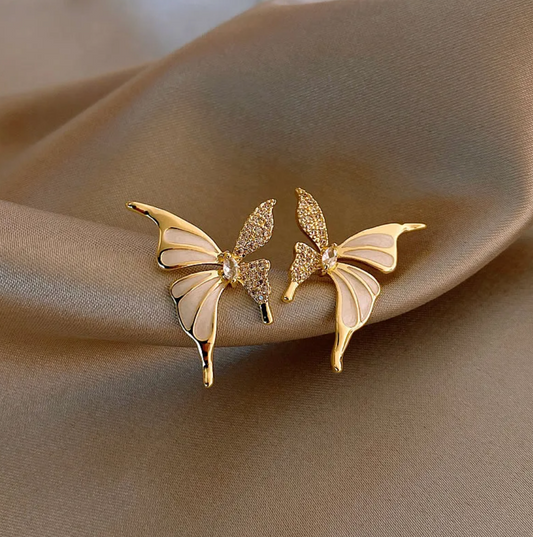 Butterfly Button Earrings in 18K Gold Plating
