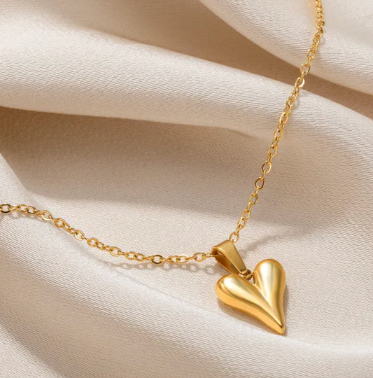 Solid Heart Necklace in 18K Gold Plating
