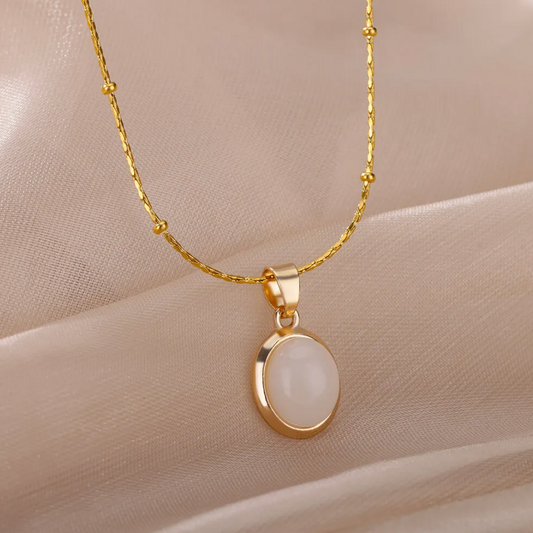 White Quartz Necklace in 18K Gold Plating
