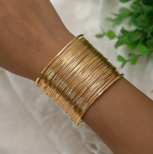 Thick Mesh-Style 18K Gold Plated Bracelet