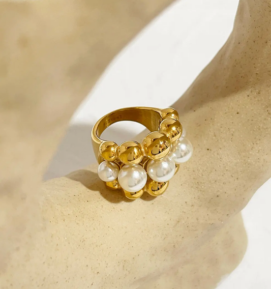 Pearl Design Ring in 18K Gold Plating
