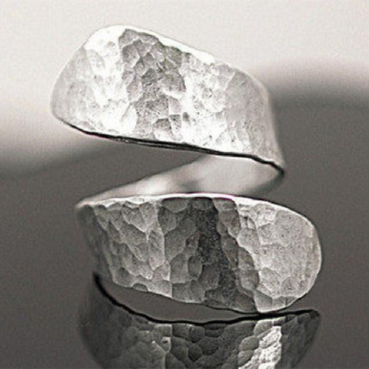Modernist Spiral 925 Silver Ring with Relief