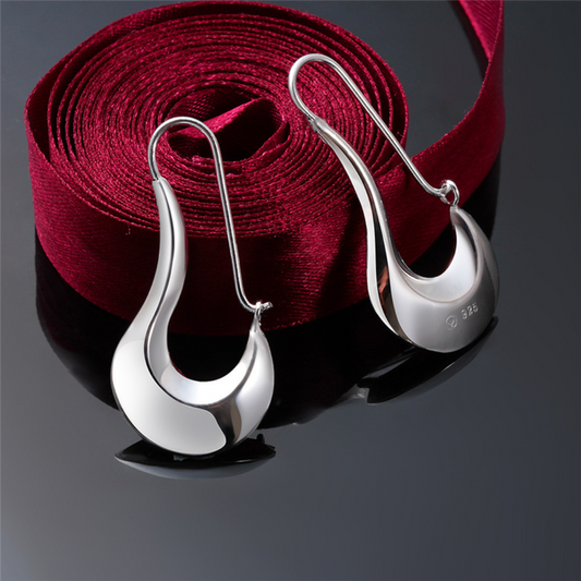 Polished Modernist Style 925 Silver Earrings