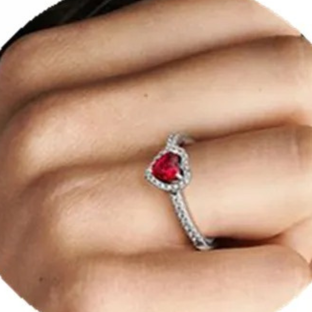 Ruby Heart Ring in 925 Silver