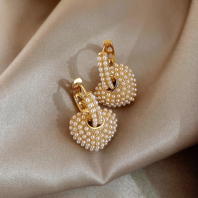 Love Pearl Earrings in Gold