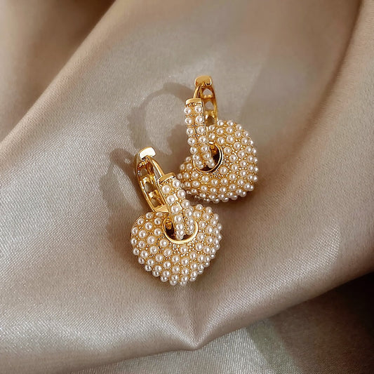 Love Pearl Earrings in Gold