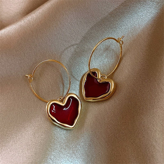 Red heart earrings