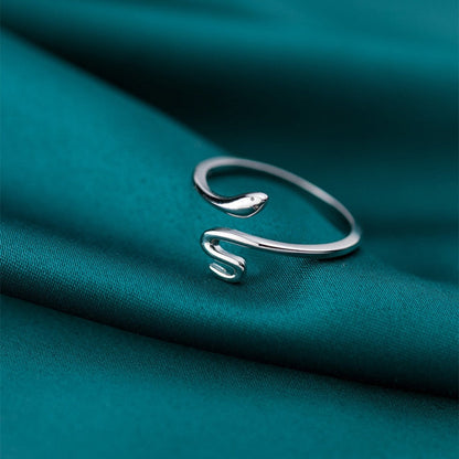 Adjustable 925 Silver Ring in Snake Shape