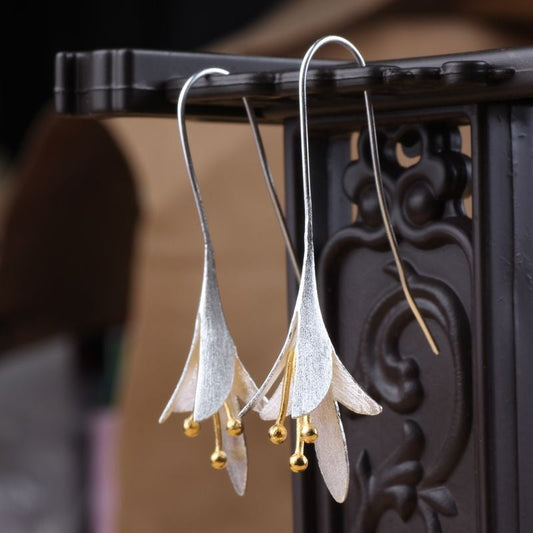 Silver flower earrings