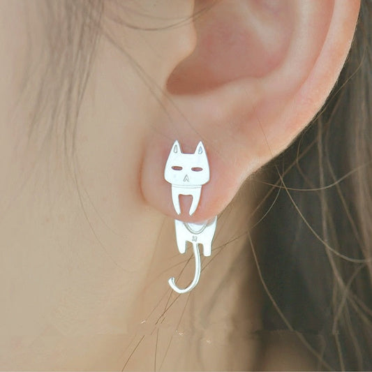 Special Edition Cat-Shaped 925 Silver Earrings