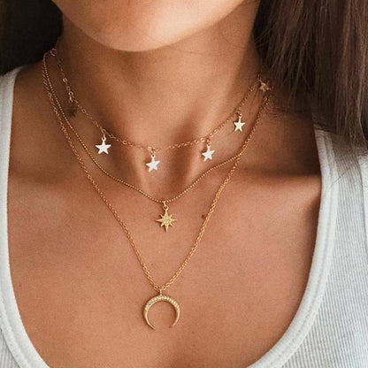 Silver necklace with moon