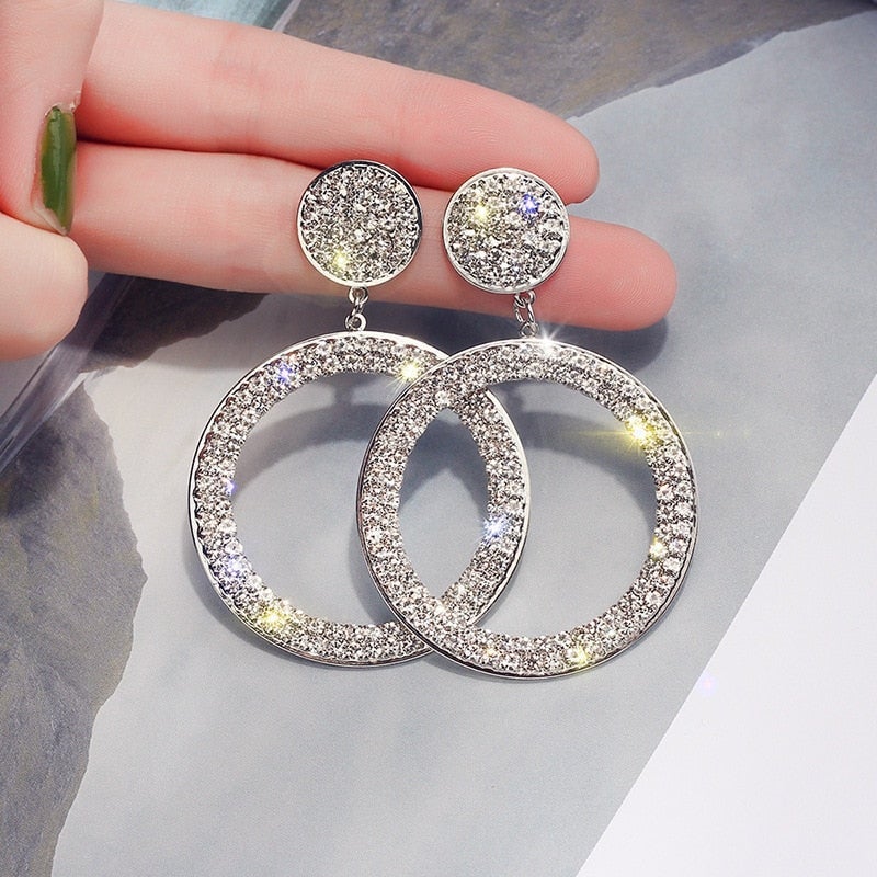Gold and silver cubic zirconia earrings