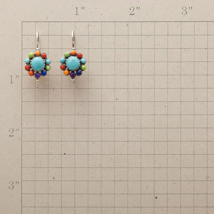 Round Multicolour Turquoise Earrings