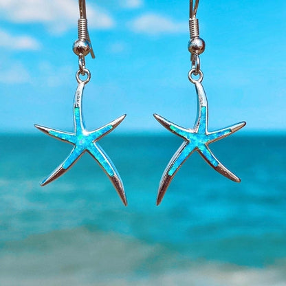 Starfish with opal and silver earrings