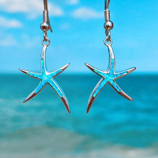 Starfish with opal and silver earrings
