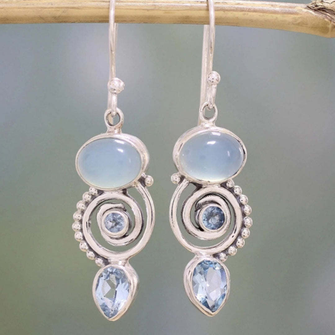 Moonstone earrings in silver