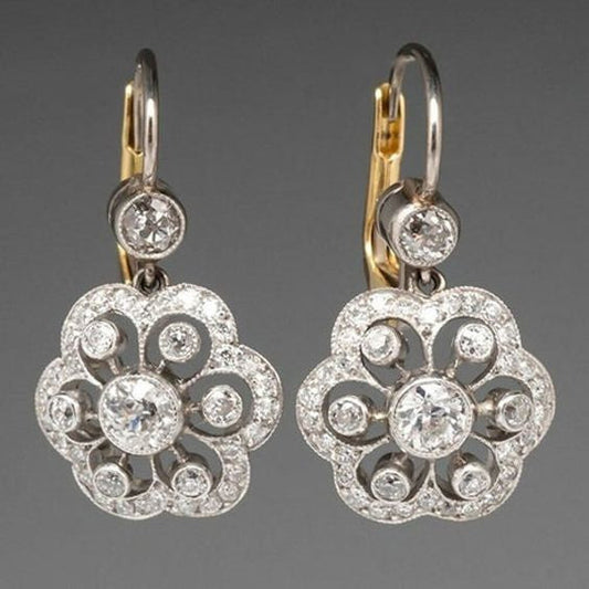 Vintage-style crystal mandala earrings
