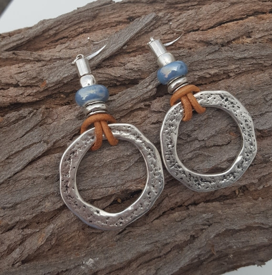 Silver hoop earrings in vintage style