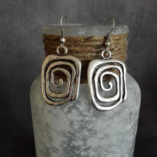Silver spiral earrings in vintage style