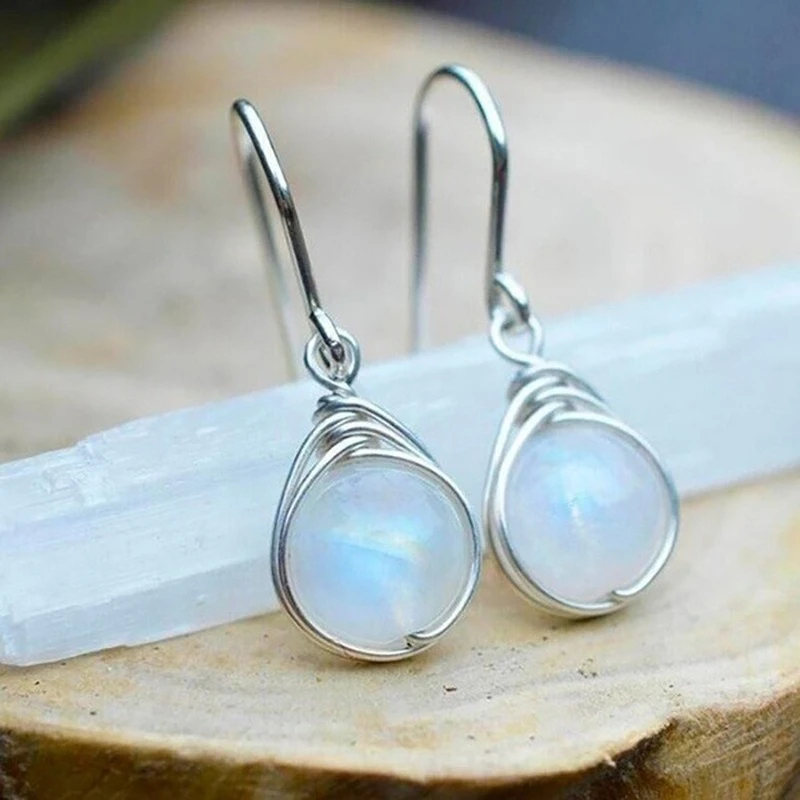 Silver moonstone earrings