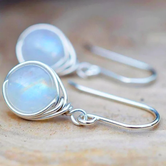 Silver moonstone earrings